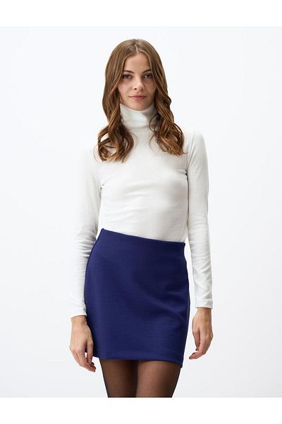 Jimmy Key Navy Blue Slim Fit Elastic Waist Knitted Mini Skirt