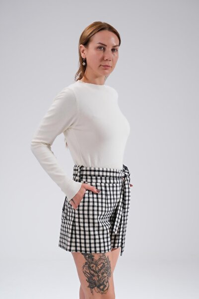 EXPLOSION Beli Kuşaklı Yüksek Bel Şort