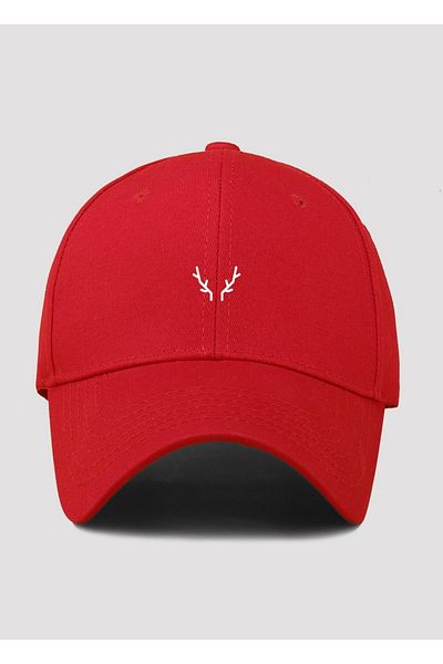 caxis Deer Figured Printed Red Unisex Classic Model Adjustable Velcro Hat