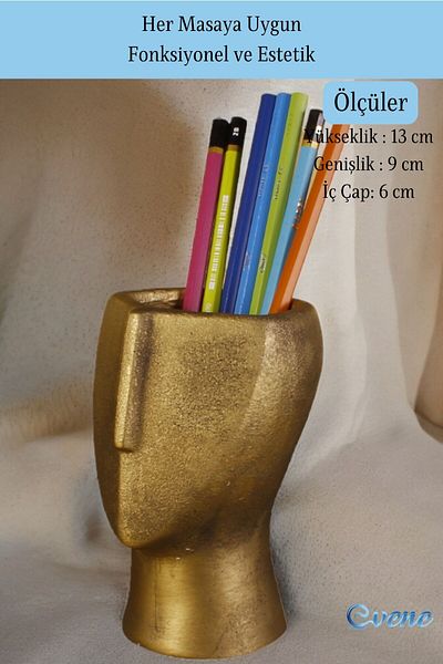 Evene Gold Antique Colored Pen Holder Organizer - Desk Pen Holder Model 23
