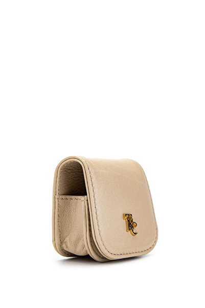 Tamer Tanca Unisex Hakiki Deri Bej Airpods Kılıfı Cuzdan