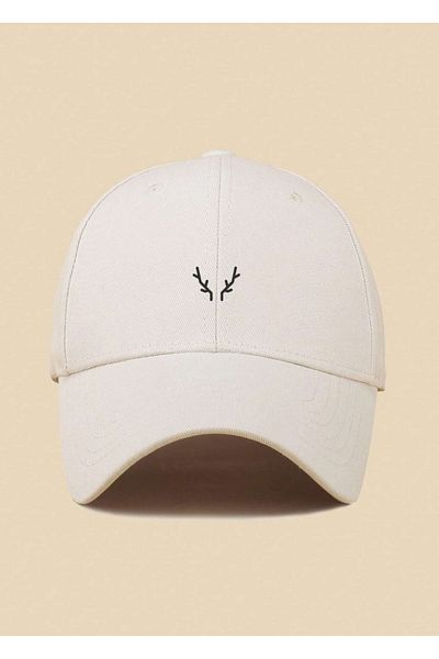 caxis Deer Figured Printed Cream Unisex Classic Model Adjustable Velcro Hat