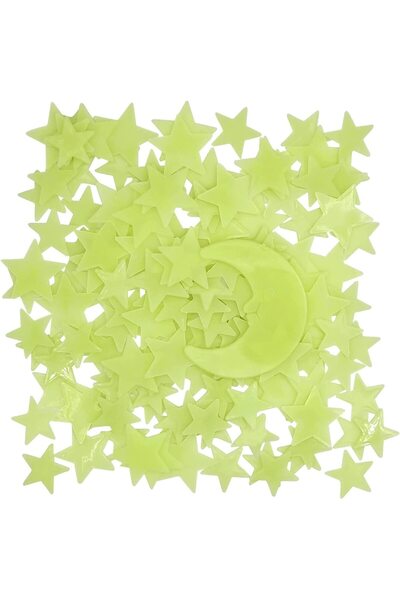 Giraffe Sticker 50 Adet Karanlıkta Parlayan Fosforlu Ay Ve Yıldız Tasarımlı Dekoratif Sticker
