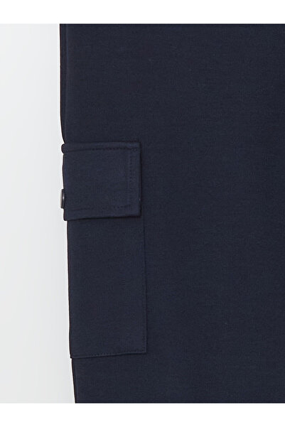 LC Waikiki Navy Blue Elastic Waist Cargo Sweatpants for Girls