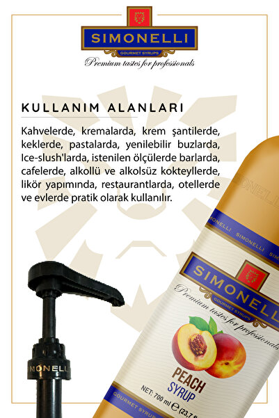 Simonelli Kahve Ve Kokteyl Şurubu Şeftali Aromalı 700 ml Pompa Hediyeli