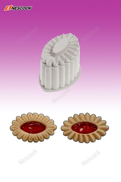 nescook Double Sided Oval Jam Cutter / Press Mold / Cookie Mold / Halva Mold / Cookie Cutter