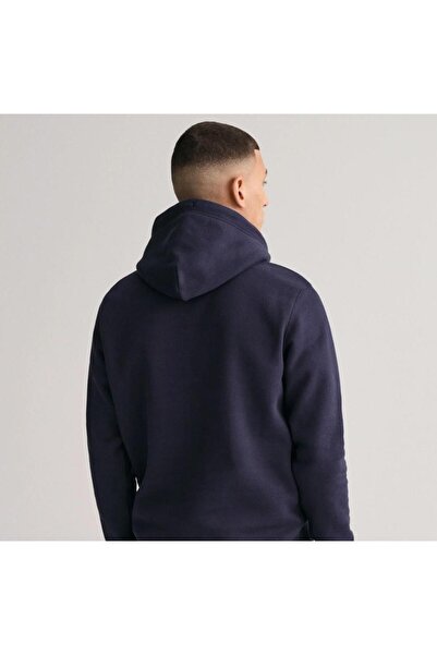 Gant Men's Navy Blue Regular Fit Hooded Sweatshirt