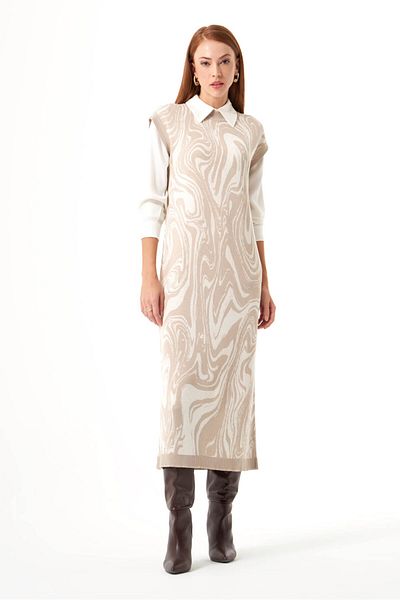 Mizalle Special Patterned Knitwear Stone Dress