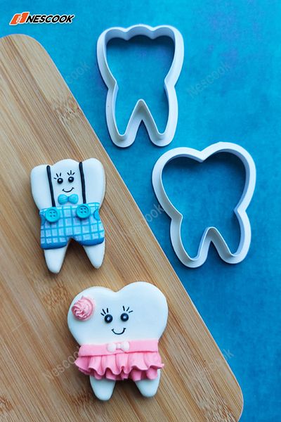 nescook 2-Piece Tooth Cookie And Sugar Dough Mold / Cutter Baby Welcome Party New Tooth Party