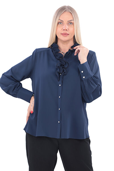 KİFAYET 16184 Yakası Fırfırlı Uzun Kol Jesika Gömlek