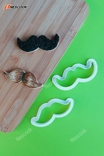 nescook 2-Piece Mustache Cookie and Sugar Dough Mold / Cutter / Cake Mold