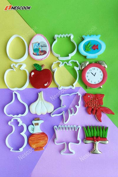 nescook 8-Piece Newrouz Cookie and Sugar Dough Mold / Cutter / Norouz Cookie Cutter / Norooz