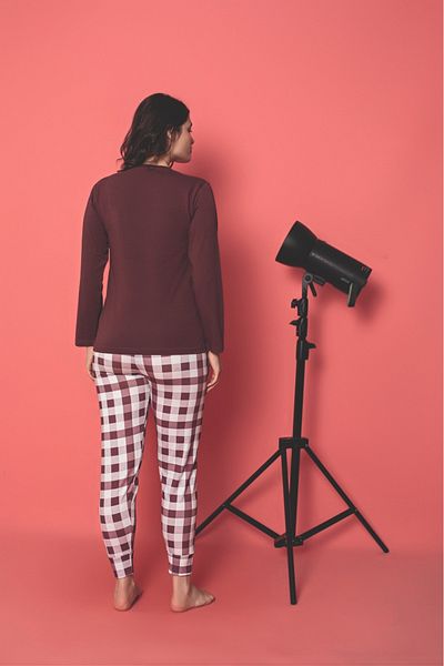 CALİA Set de pijamale din lycra cu mânecă lungă, cu gâtul în formă de O, SEZON NOU