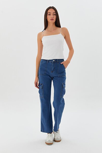 Shopping Shop ΜΠΛΕ Cargo Pocket υφασμάτινο παντελόνι