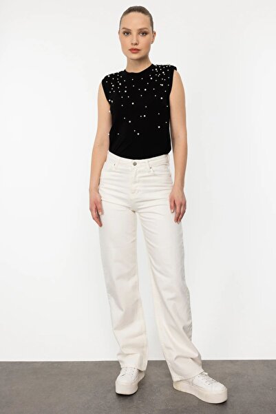 Ekol Ecru Visok struk Široke nogavice pantalone