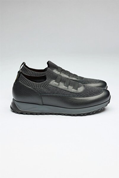 Doucals Siyah Bağcıksız Örgü Deri Sneaker