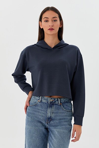 Shopping Shop Κοντό φούτερ με κουκούλα ANTHRACITE