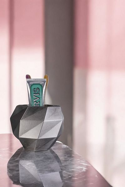 Evene Toothbrush Holder - Silver Antique Color Model 20, Holder Stand and Brush