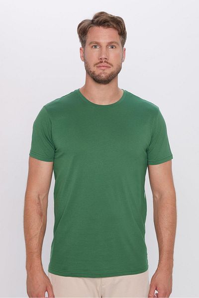 Tudors Μπλουζάκι Unisex Slim Fit Slim Fit 100% βαμβακερό μαλακό πράσινο μπλουζάκι με λαιμόκοψη