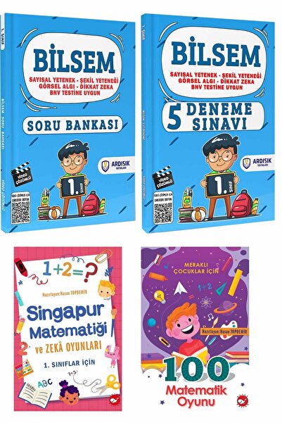 Ardışık Yayıncılık 1. Sınıf Bilsem Soru Bankası ve Deneme Sınavı + Singapur Matematiği  Zeka ve 100 Matematik Oyunu