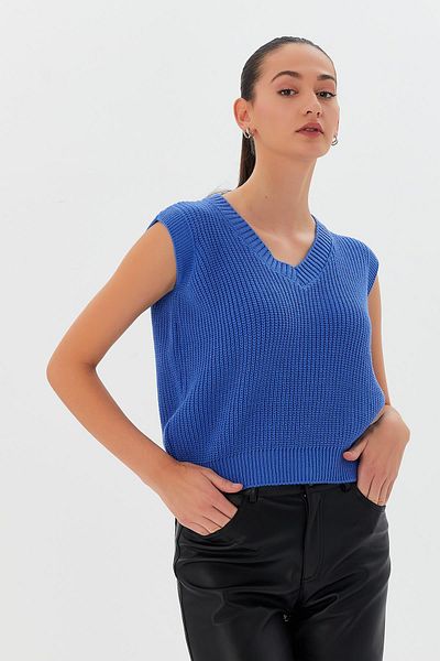 Shopping Shop Blue V-Neck Knitwear Sweater