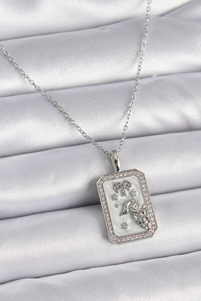 Nehir 316L Steel Silver Color Chain Aries Zodiac Sign Zircon Stone Women Neck...
