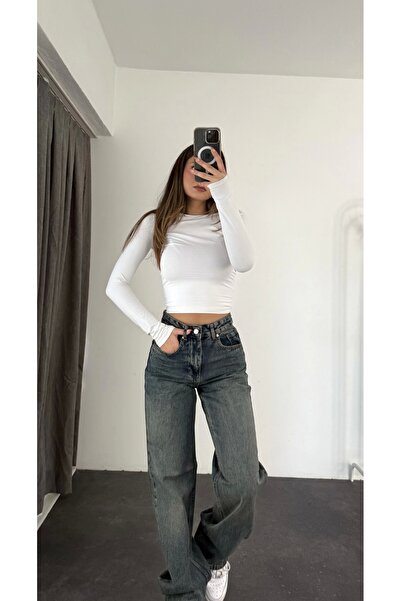 nona butik Jazz széles lábú Jean - Tintli