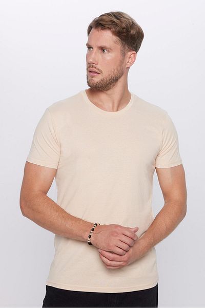 Tudors Μπλουζάκι Unisex Slim Fit Slim Fit 100% βαμβακερό μαλακό κρεμ χρώματος Crew λαιμόκοψη