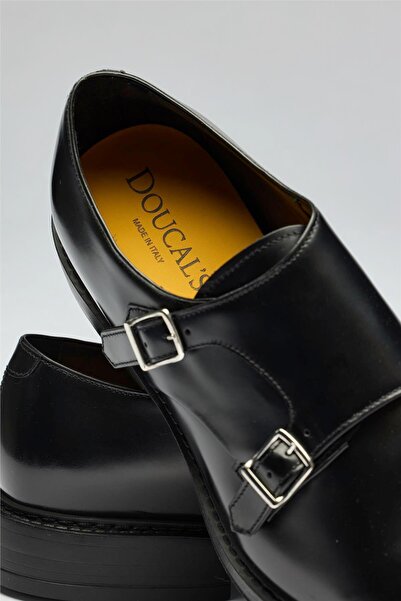 Doucals Siyah Tokalı Deri Ayakkabı