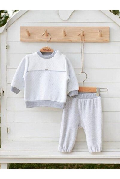 Zekids Baby Boy Quilted Sweatshirt Velvet Pants Suit