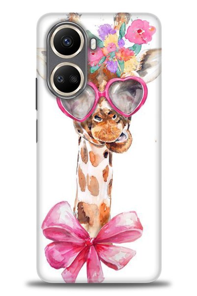 MRCİLETİSİM Realme C55 Case Hd Printed Case-Giraffe with Glasses + Full Scree...