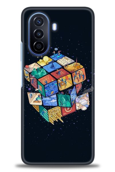 MRCİLETİSİM Tecno Spark 8C Case Hd Printed Case - People in Cubes + Full Scre...
