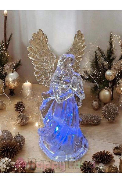 Happyland New Year's Transparent Angel Figurine Decor - 15 cm Illuminated