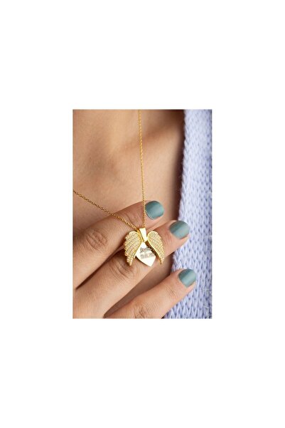 OGO SİLVER 925 Ayar Gümüş Kişiye Özel Açılan Melek Kanatlı Kolye