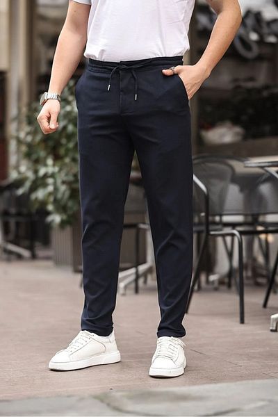 x-compass life Men's Italian Cut Flat Leg Flexible Lycra Ankle Length Pique Pants/Jogger