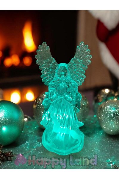 Happyland New Year's Transparent Angel Figurine Decor - 15 cm Illuminated