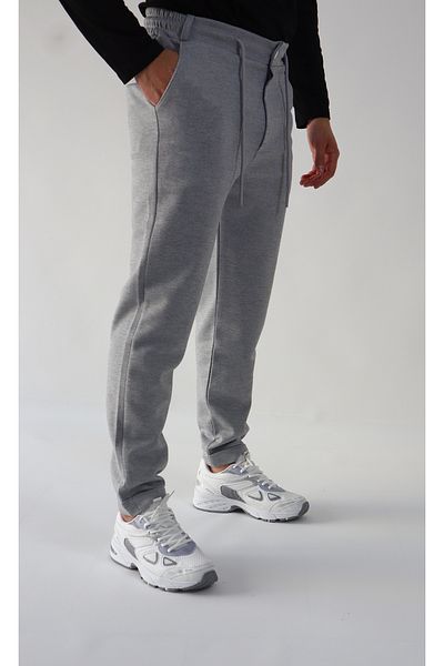 halowear Men's Gray Trousers - Italian Cut, Flexible Lycra, Ankle Length