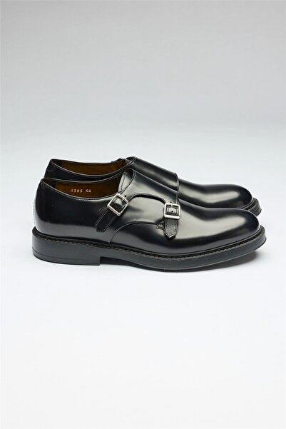 Doucals Siyah Tokalı Deri Ayakkabı