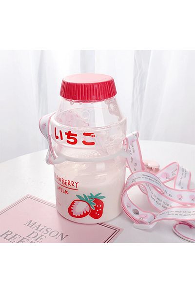 synshop Yakult 480ml Detox Drink - Bottle, Strawberry and Kawaii Flask Drinker, Birthday He