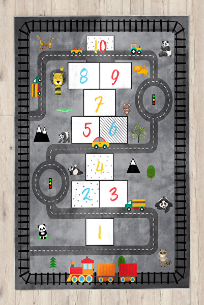 Bebişim Halı Araba Tren Yolu Eğitici Bambu Oyun Halısı