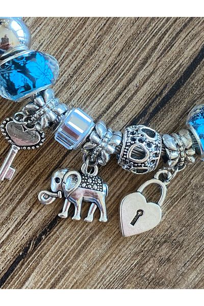 Store Elephant Heart Lock Charm Steel Bracelet