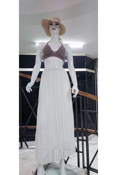 EREN STYLE Fustă lunga din sifon căptușită cu talie elastică