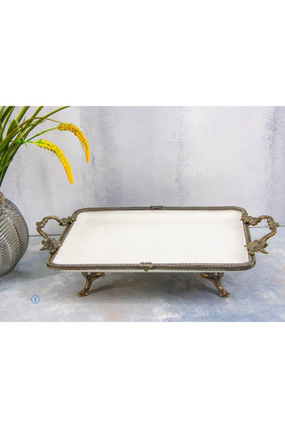 Muba Consept ANTİK OKSİT METAL ÇERÇEVELİ DİKDÖRTGEN SUNUM SERVİS TABAĞI 30X22 CM