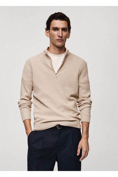 MANGO Man Pulover din tricot din bumbac amestecat