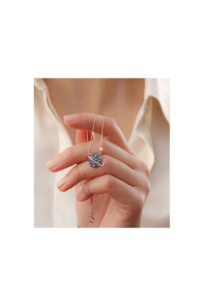 OGO SİLVER 925 Ayar Gümüş Rengarenk Gezegen Kolye