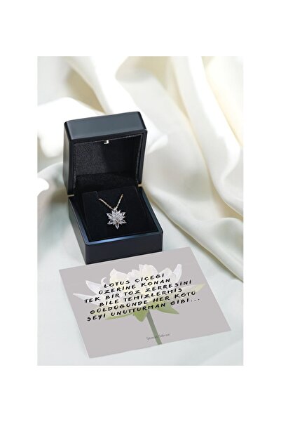 OGO SİLVER 925 Ayar Gümüş 4 Katlı Beyaz Lotus Çiçeği Kolye