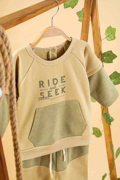 bombe Baby Kids Khaki Cotton 2-Piece Set First I Trend Fashion Bottom Top Set