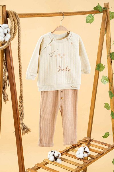 bombe Baby Kids Natural Cotton 2-Piece Set First I Trend Fashion Bottom Top Set