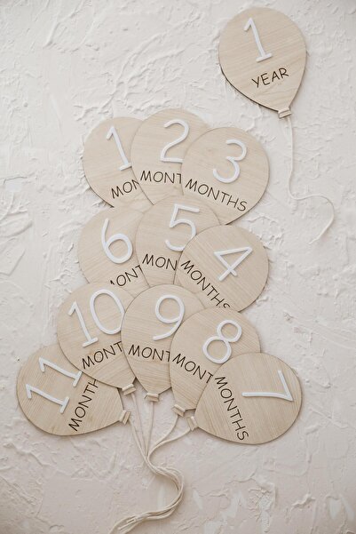 DERY BABY AHŞAP BALON BEBEK ANI KARTLARI 1MOUNTH-1YEAR