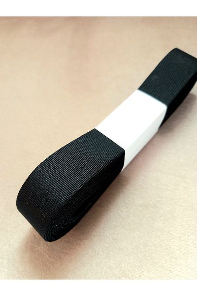 yörük tuhafiye شريط Grosgrain أسود بطول 10 أمتار - كرة واحدة مقاس 2 سم